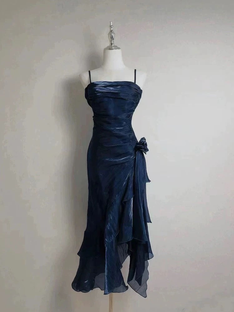 Retro Mermaid Spaghetti Straps High Low Party Dress Prom Dresses