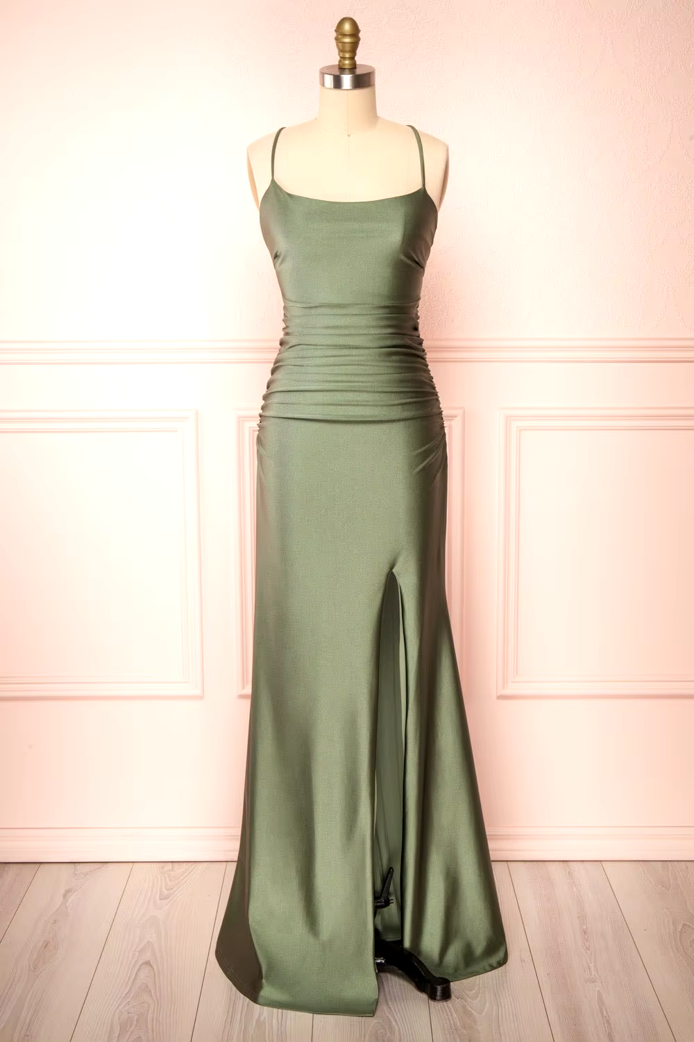 Modest Sheath Olive Green Backless Long Prom Dresses Formal Graduation Party Dress Evening Dress
