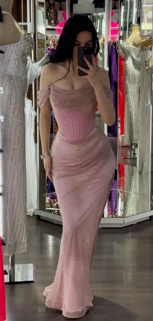 Sexy Off-shoulder Sleeveless Mermaid Satin Long Evening Prom Dresses