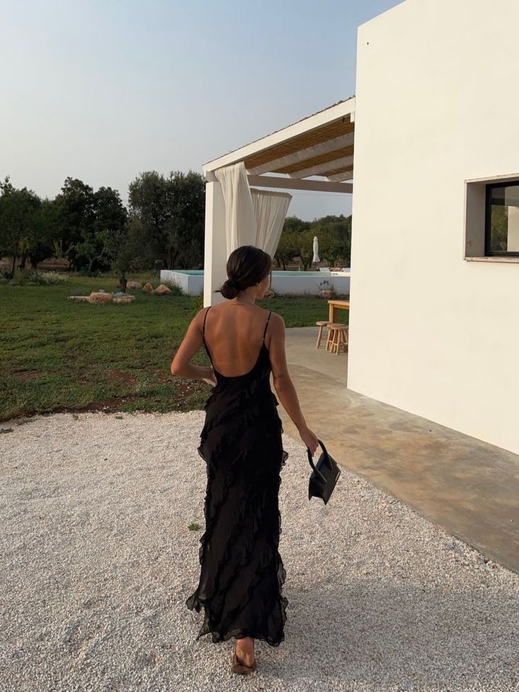 Sexy Mermaid Spaghetti Straps Chiffon Black Backless Prom Dresses