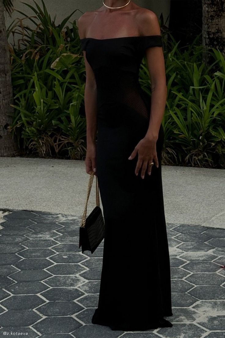 Pretty Sheath Off The Shoulder Black Satin Evening Dress Prom Dresses