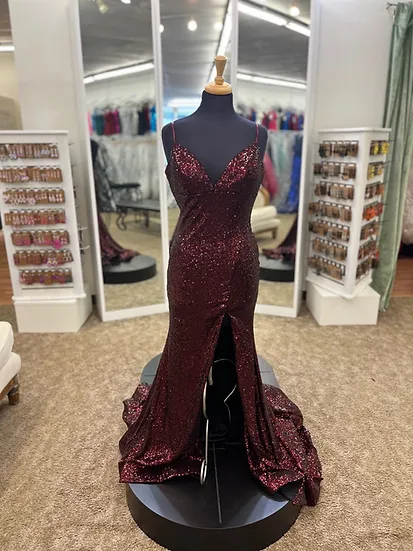 Pretty Sheath Spaghetti Straps Sequin Backless Long Evening Dress Prom Dresses