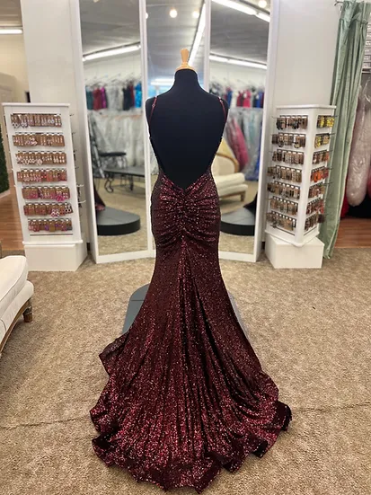 Pretty Sheath Spaghetti Straps Sequin Backless Long Evening Dress Prom Dresses