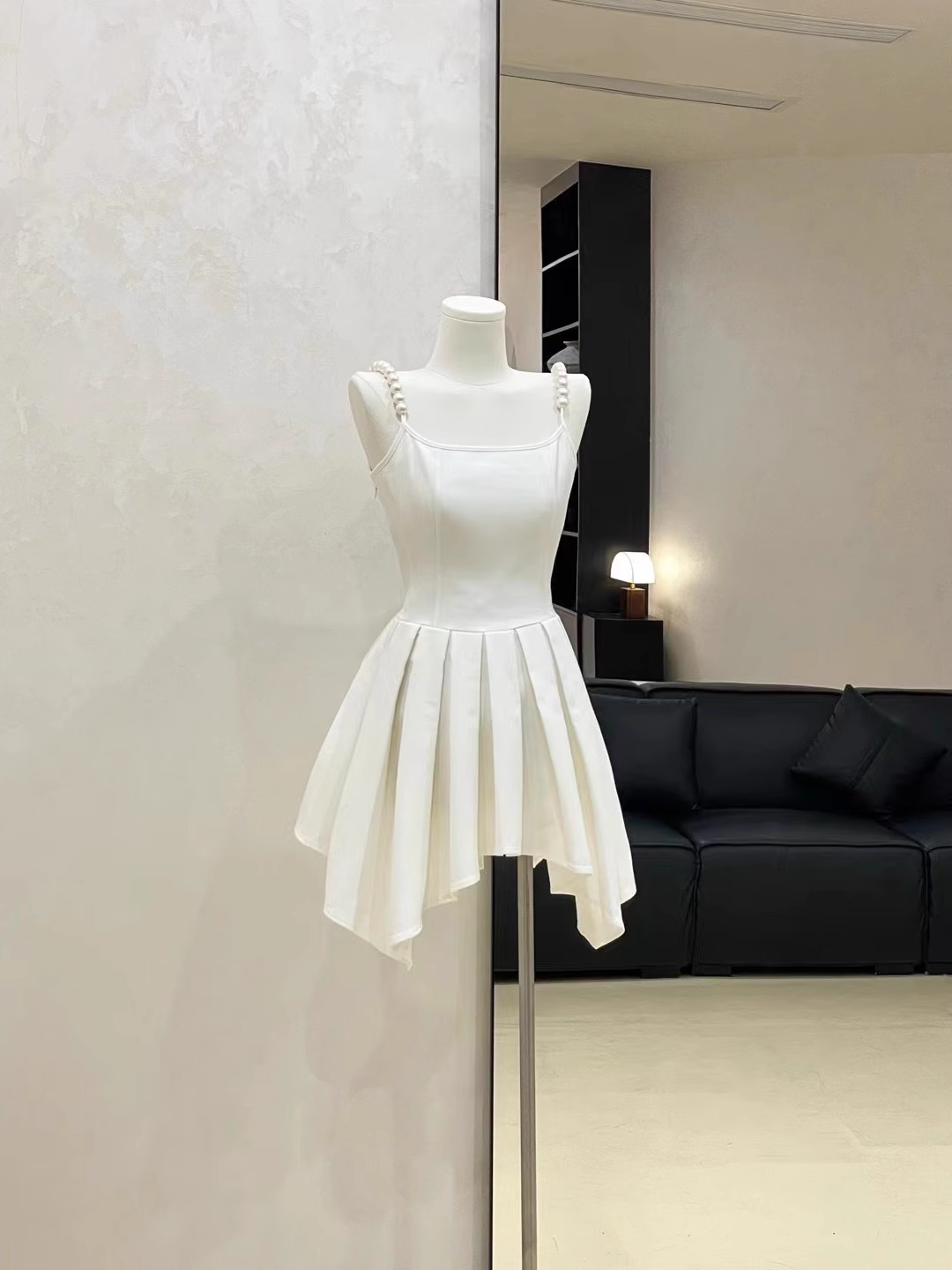 Cute A line Spaghetti Straps Ruffled White Women's Short Vacation Dresses