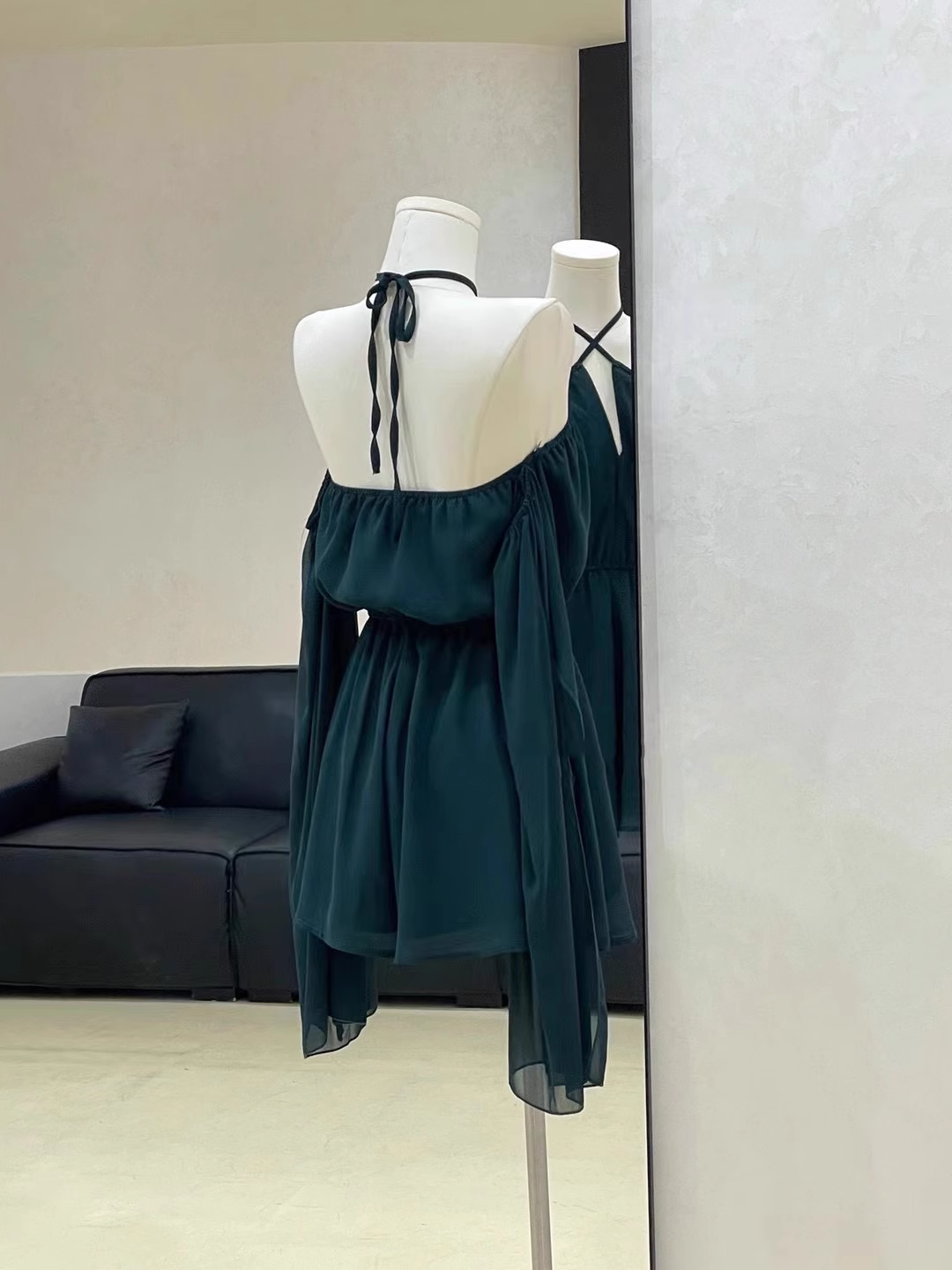 Sexy A line Off The Shoulder Ruffled Short Long Sleeve Women Dresses