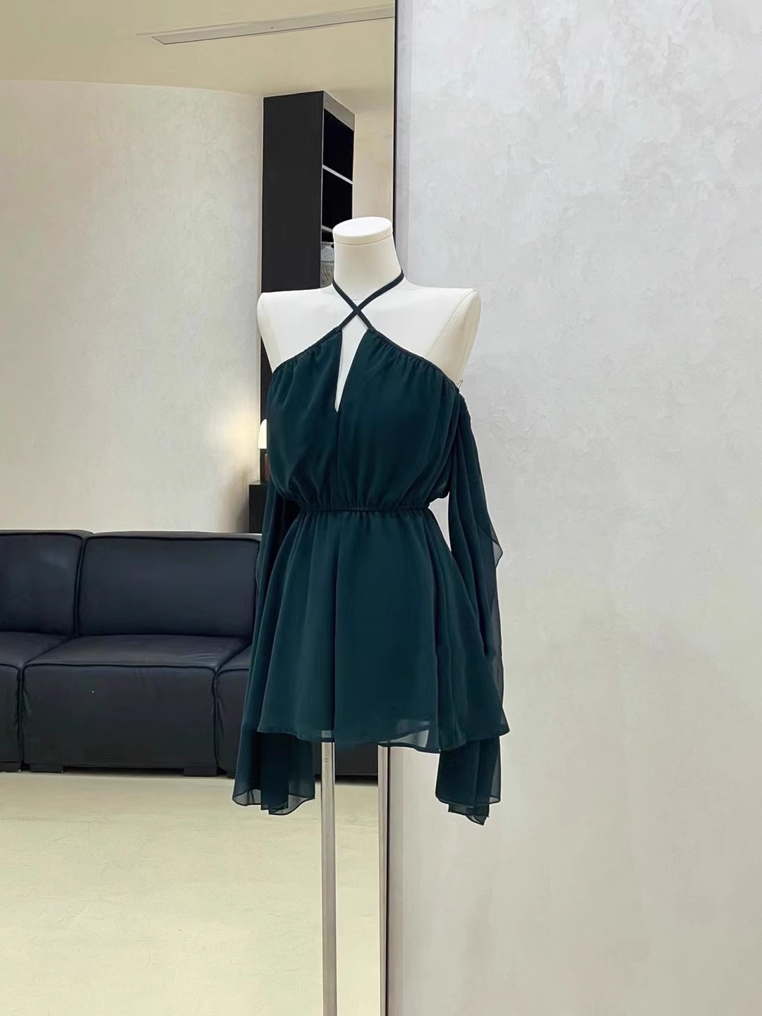 Sexy A line Off The Shoulder Ruffled Short Long Sleeve Women Dresses
