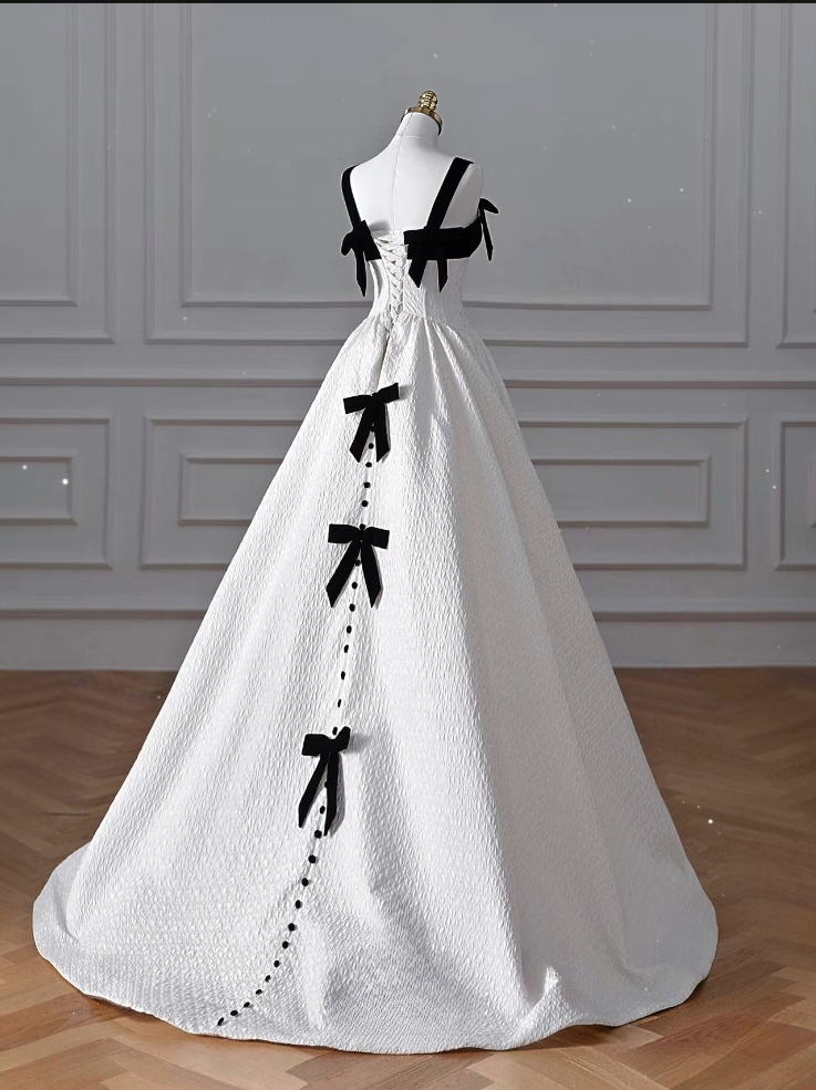 Vintage Fashion A line Straps White Satin Floor Length Evening Dress Prom Dresses