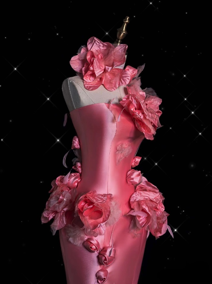 Vintage Fashion Mermaid Strapless Pink Satin Floor Length Evening Dress Prom Dresses