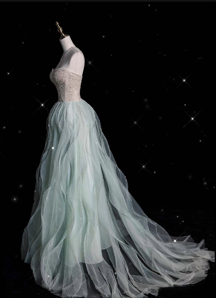 Vintage Fashion A line Sweetheart Tulle Floor Length Evening Dress Prom Dresses