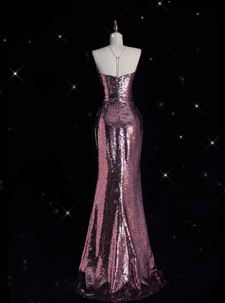 Classy Mermaid Halter Neckline Sequin Floor Length Evening Dress Prom Dresses