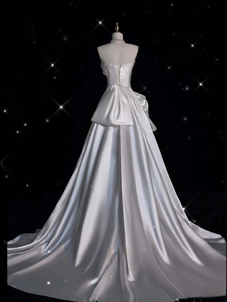 Unique Sheath Strapless Sequin Short White Wedding Dresses Brides Dress
