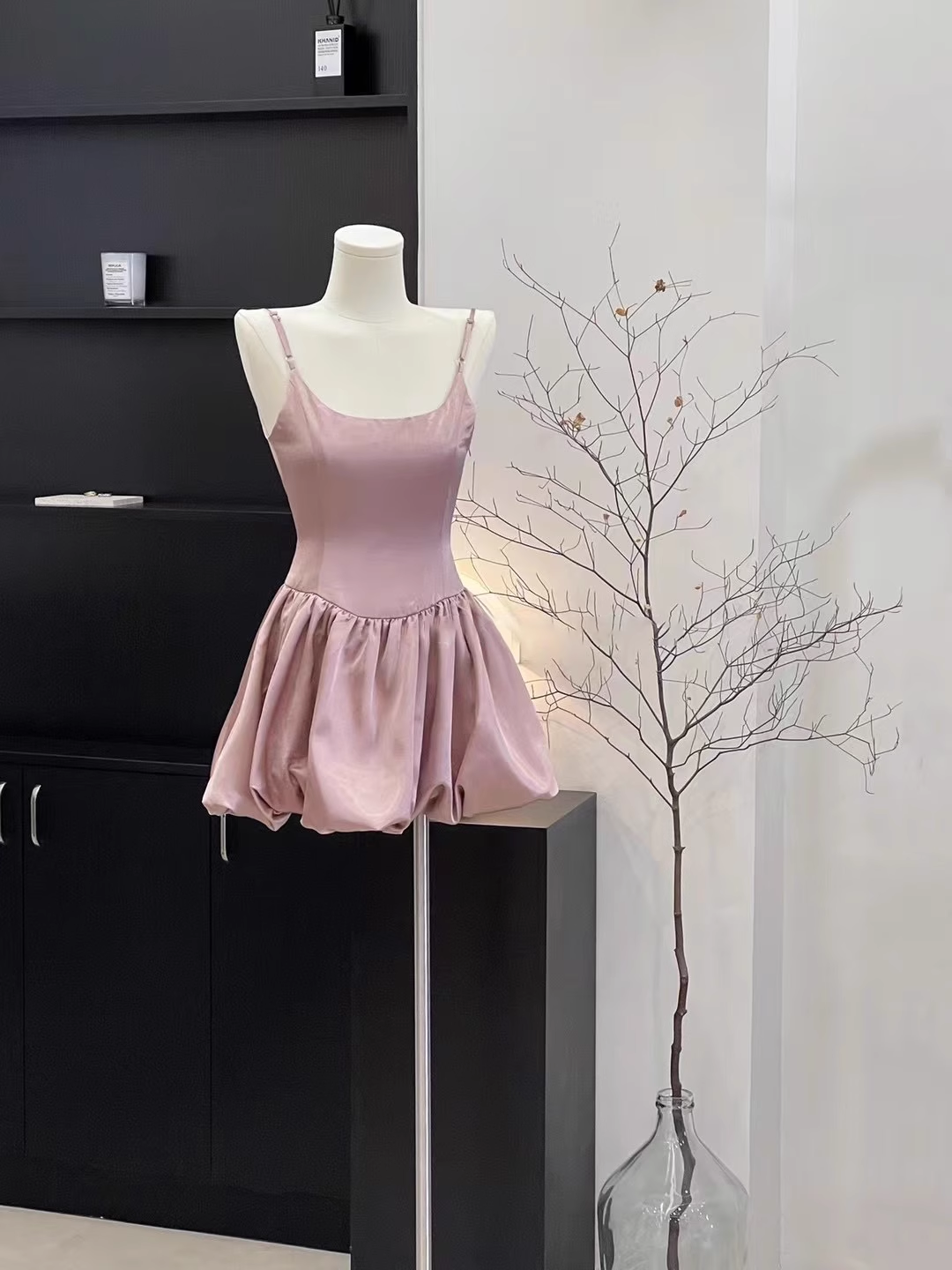 Cute A Line Spaghetti Straps Ruffled Pink Women's Short Holiday Dresses Homecoming Dress