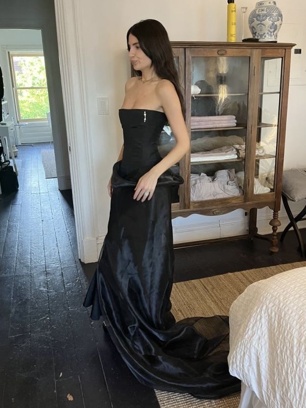 Beautiful Mermaid Strapless Black Long Organza Party Dresses Prom Dress