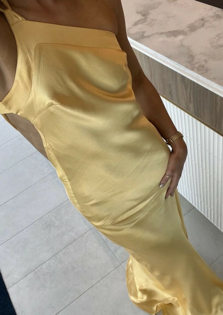 Classy Mermaid One Shoulder Yellow Long Evening Dress Prom Dresses With Backless