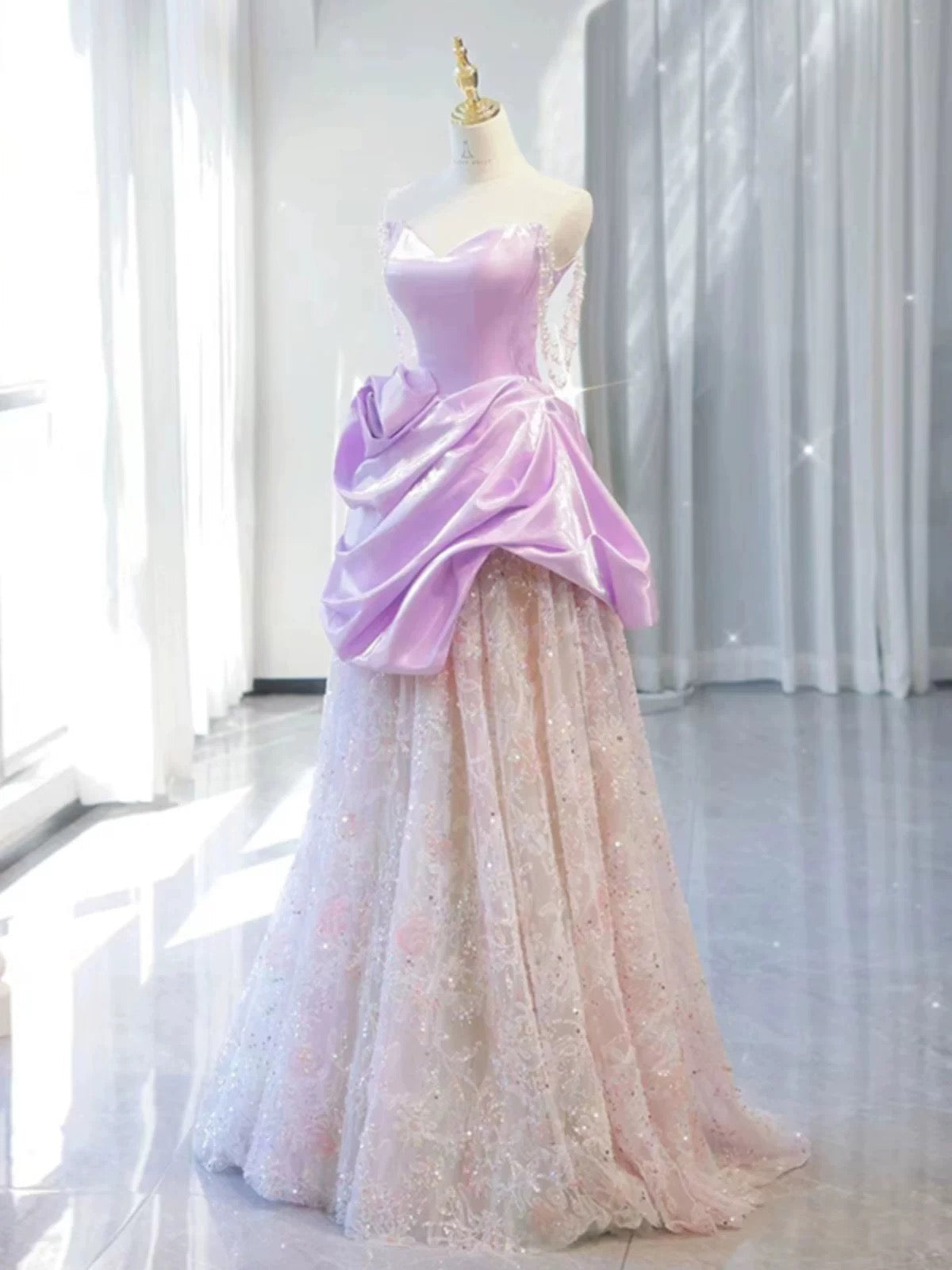 Pretty A-line Sweetheart Lilac Long Prom Dress Evening Dress Formal Dress