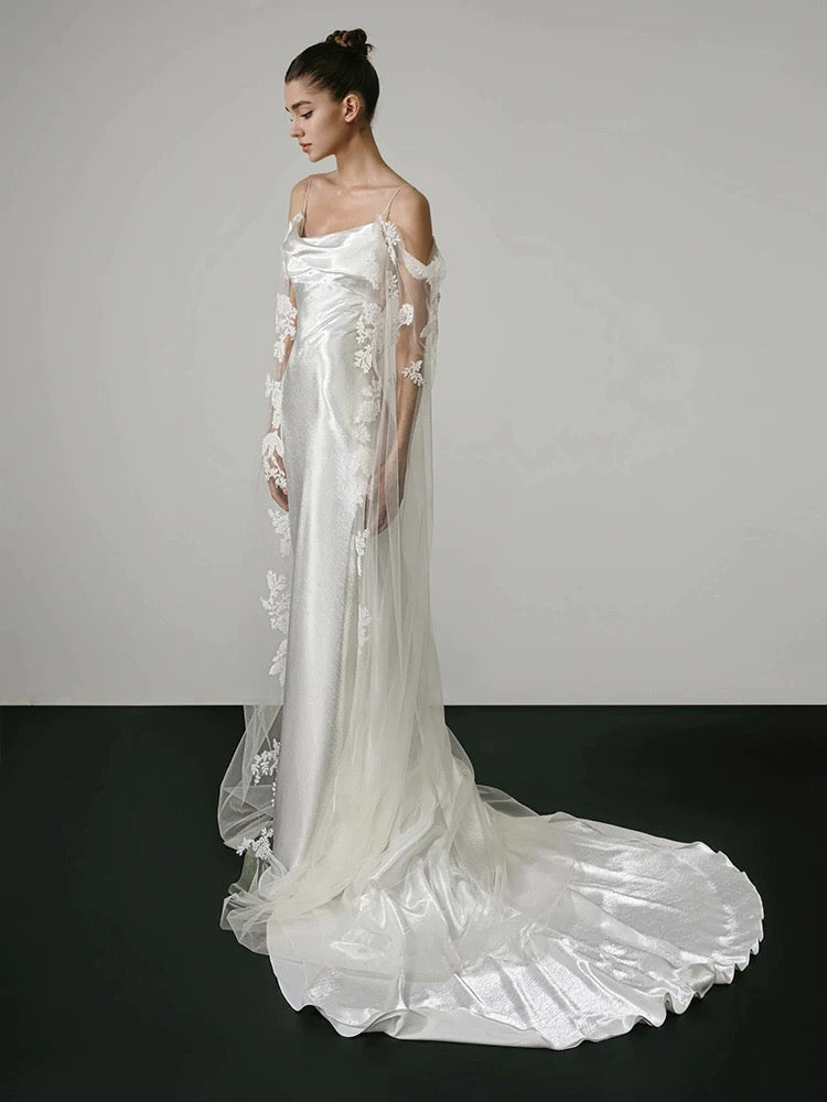 Timeless Mermaid Spaghetti Straps White Lace Wedding Dresses