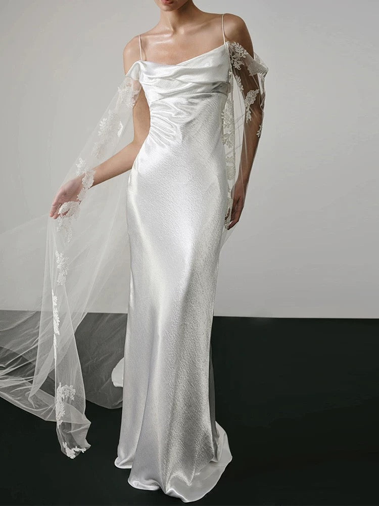 Timeless Mermaid Spaghetti Straps White Lace Wedding Dresses