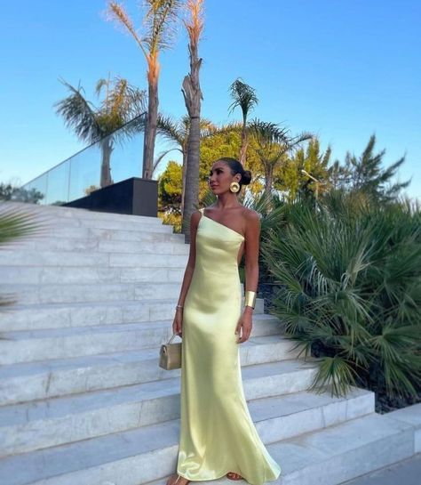 Pretty Sheath One Shoulder Long Yellow Prom Dress Evening Dress Formal Dress