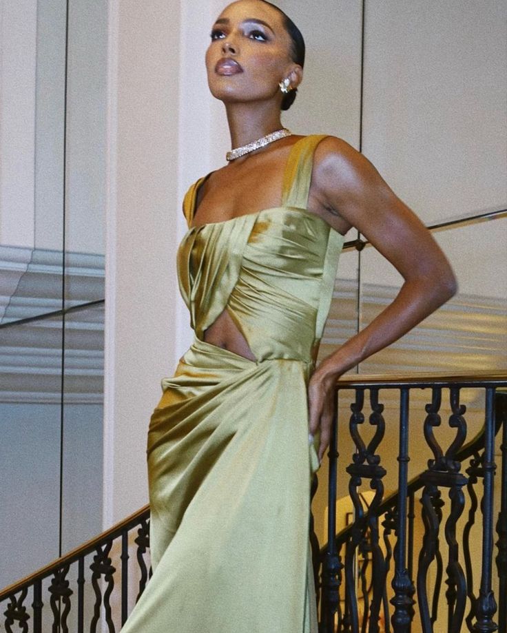Fancy A line Square Neckline Green Satin Long Prom Dress Evening Dress Formal Dress