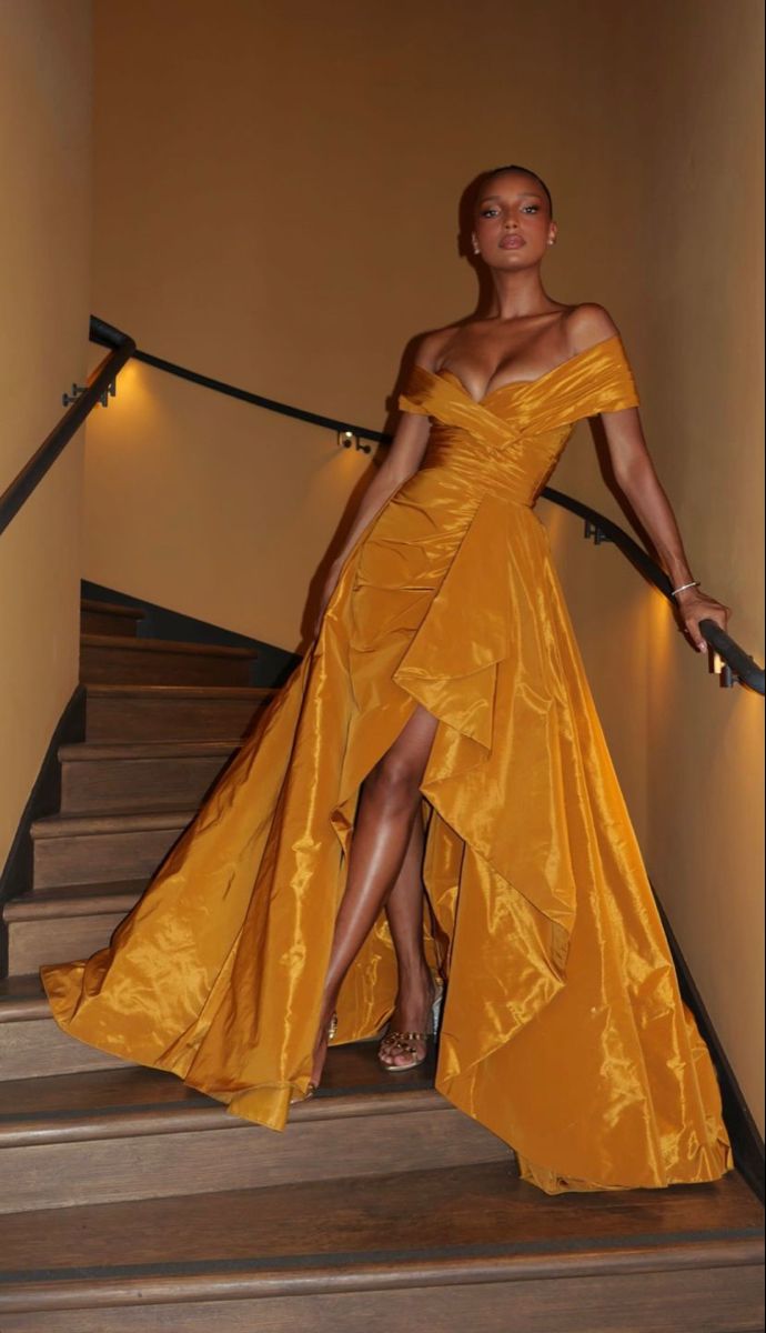 Pretty A line Off The Shoulder Long Slit Prom Dress Evening Dress Formal Dress