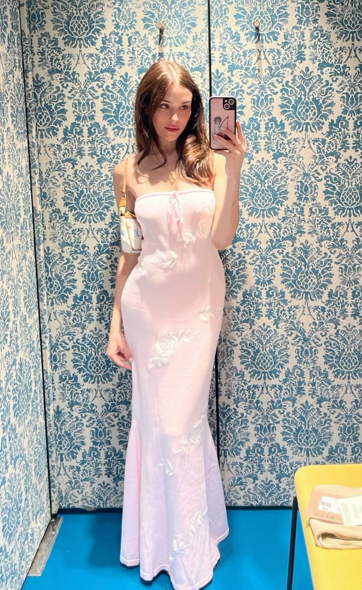 Fancy Mermaid Strapless Pink Lace Long Prom Dress Evening Dress Formal Dress