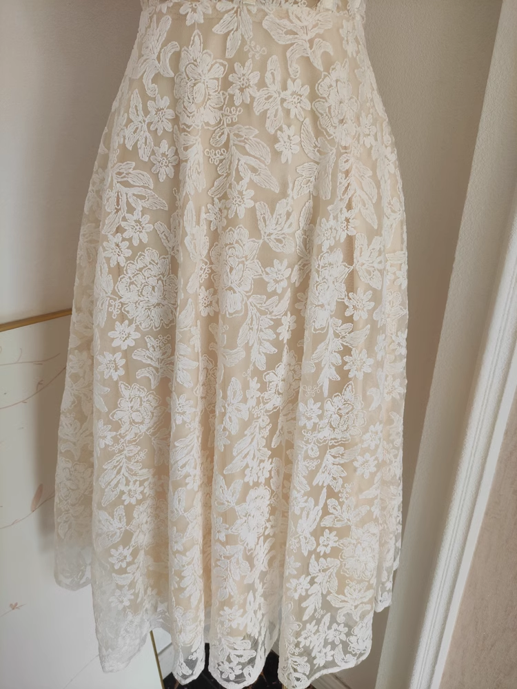 Sexy A Line Spaghetti Straps Tulle Lace White Women's Holiday Dresses