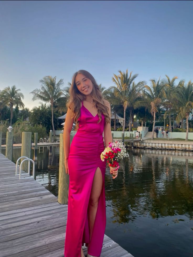Pretty Mermaid Straps Pink Satin Prom Dresses Long Party Dress