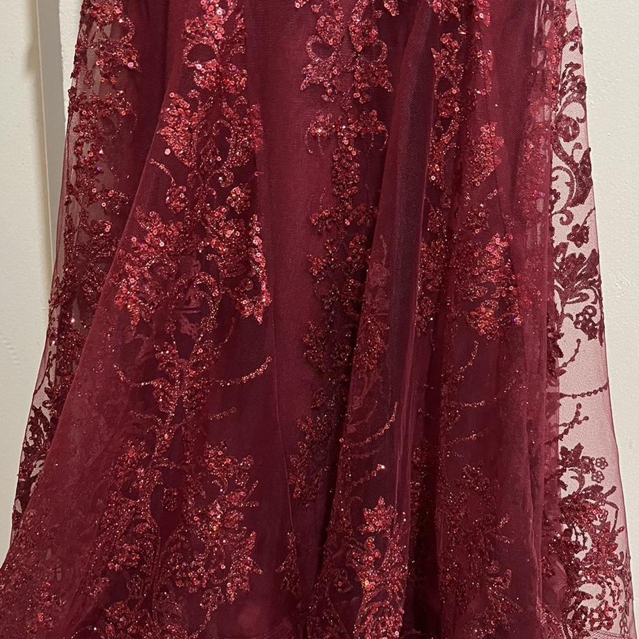 Pretty Mermaid Spaghetti Straps Burgundy Lace Prom Dresses Long Party Dress