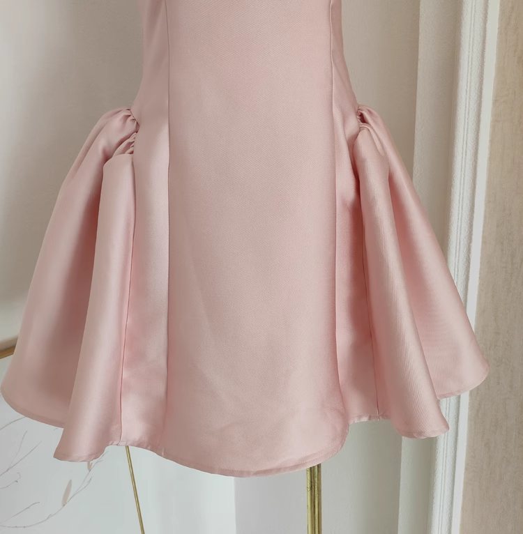 Cheap A line Straps Light Pink Satin Short Homecoming Dresses Birthday Outfits