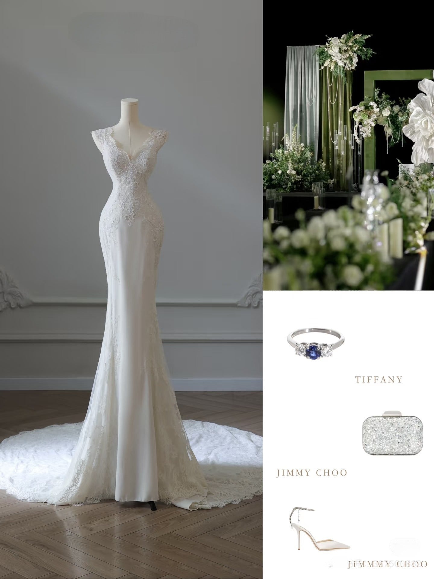 Timeless Mermaid V Neckline White Lace Wedding Dresses Bridal Dress