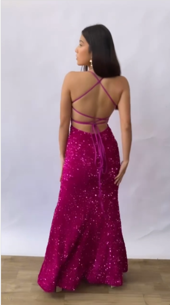Beautiful Mermaid Spaghetti Straps Backless Sequin Long Party Dresses Prom Dress
