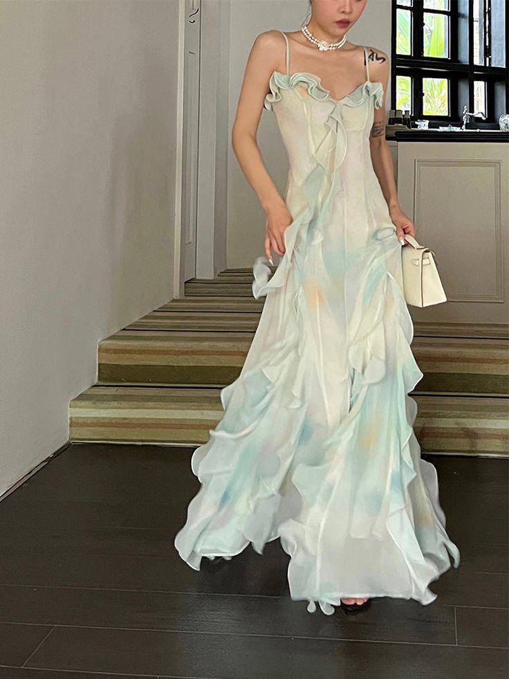 Beautiful Mermaid Spaghetti Straps Green Long Party Dresses Prom Dress