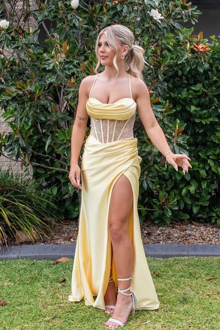 Pretty Mermaid Spaghetti Straps Red Long Satin Prom Dresses Formal Evening Dress
