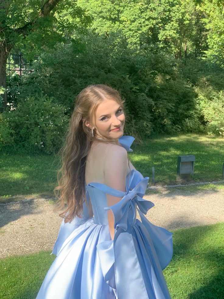 Gorgeous Ball Gown Straps Blue Floor Length Evening Dress Prom Dresses