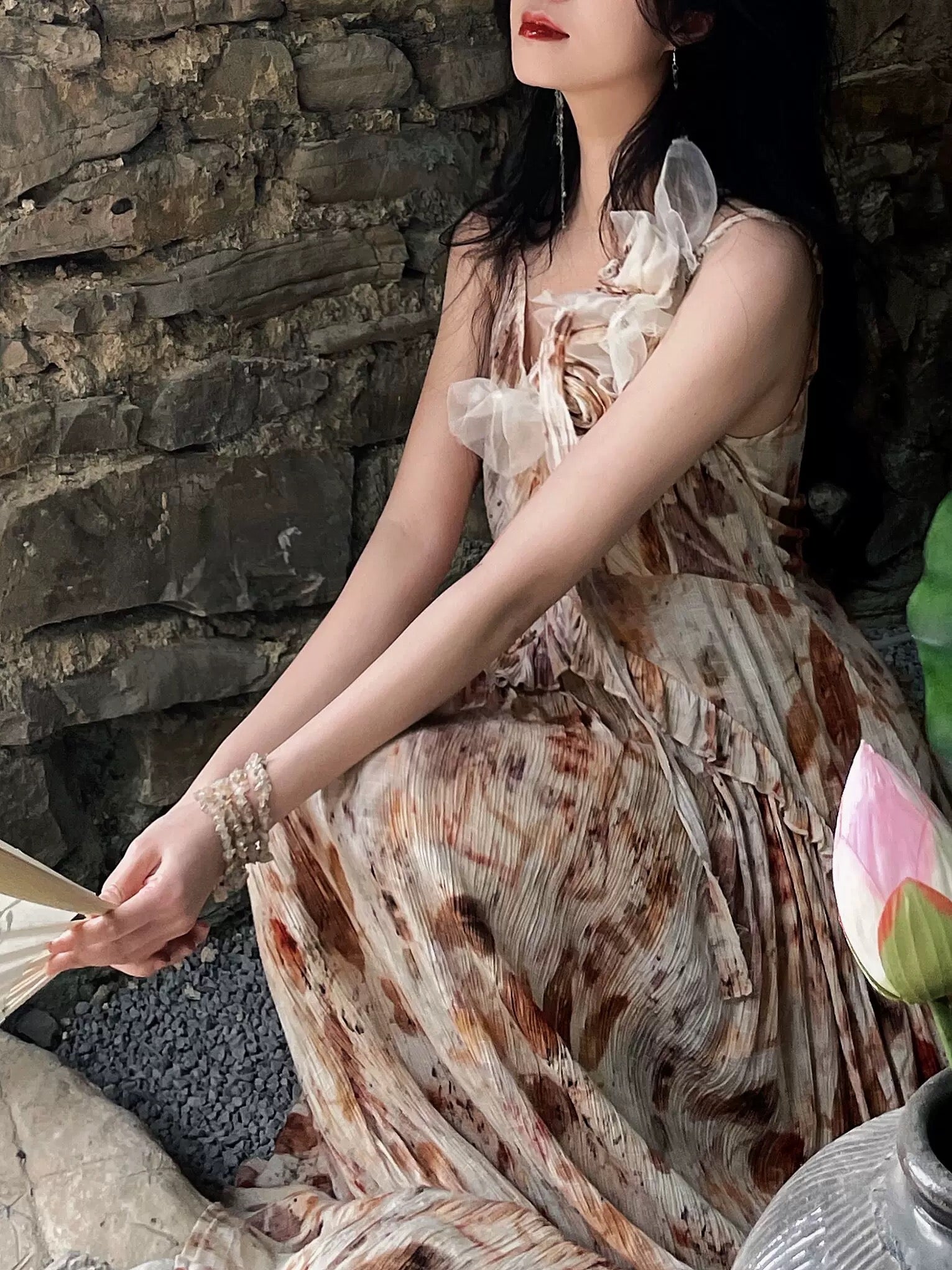 Pretty A line Spaghetti Straps Floral Long Prom Dresses Birthday Dress For Women