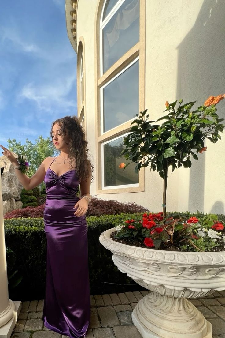 Classy Sheath Spaghetti Straps Long Party Dress Grape Prom Dresses
