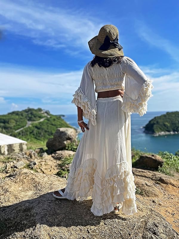 Classy 2 Pieces Off The Shoulder Long Party Dress White Prom Dresses