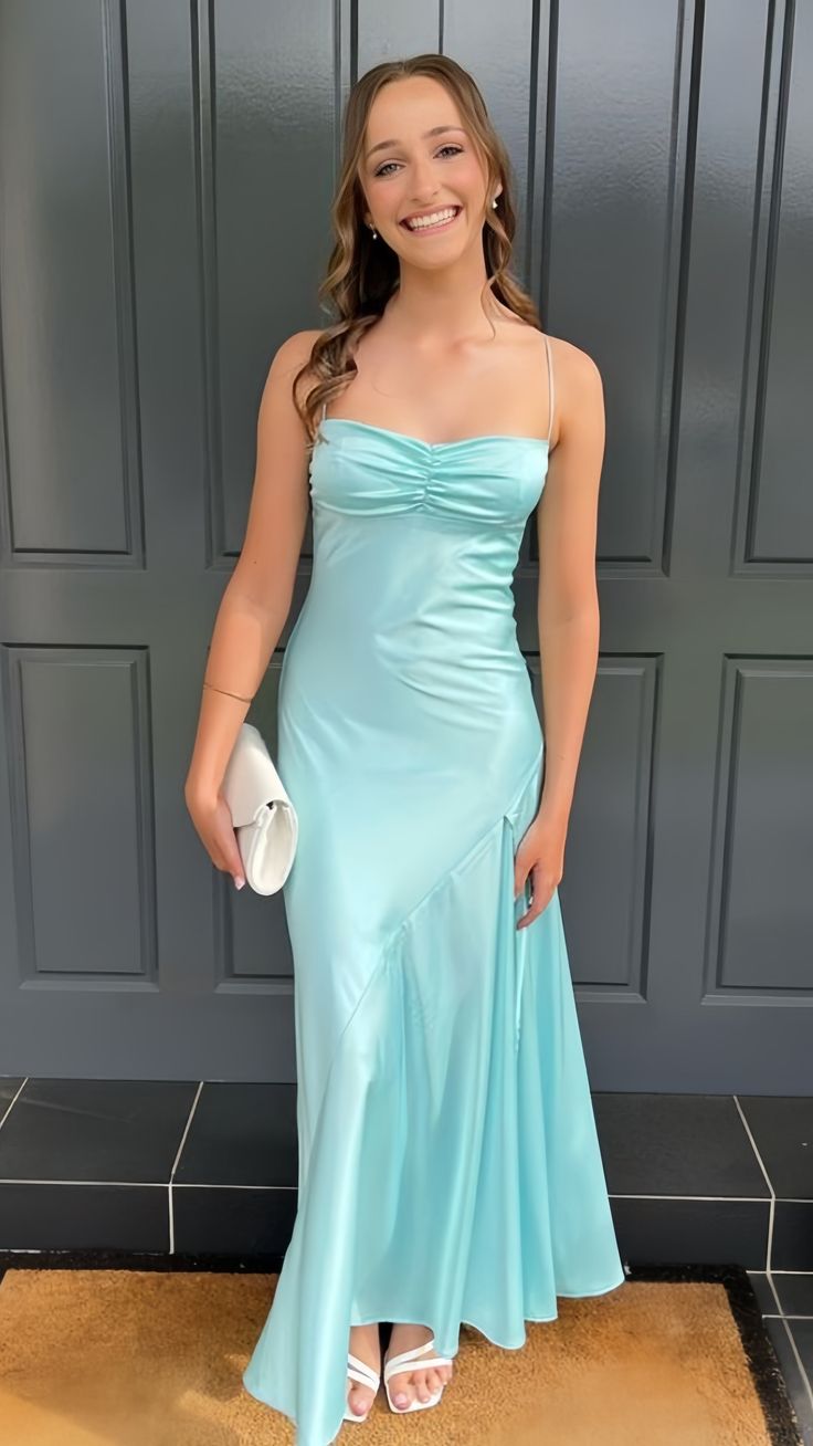 Simple Light Blue Bodycon Evening Party Dress Prom Dresses