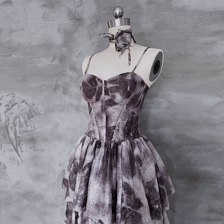 Pretty A line Spaghetti Straps Floral Long Prom Dresses Birthday Dress For Women