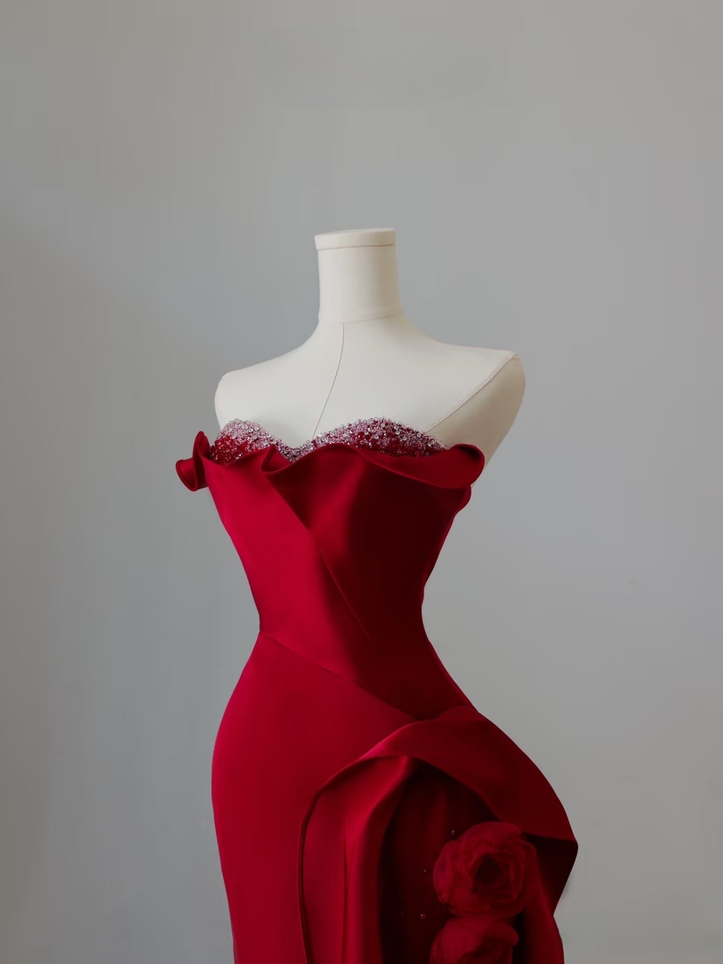 Simple Mermaid Off The Shoulder Neckline Burgundy Sequin Long Party Dress Prom Dresses