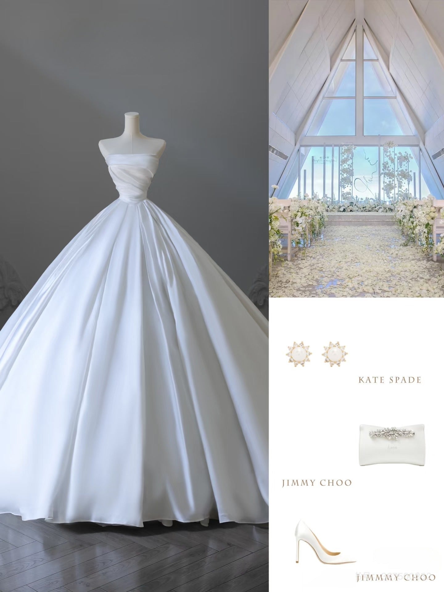 Timeless Ball Gown Strapless Satin White Long Wedding Dress Bridal Dresses