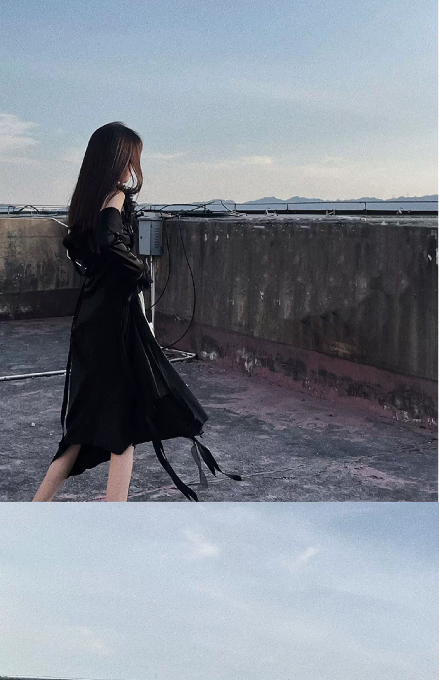 Chic A line Straps Black Long Prom Dresses Birthday Dress With Sleeves