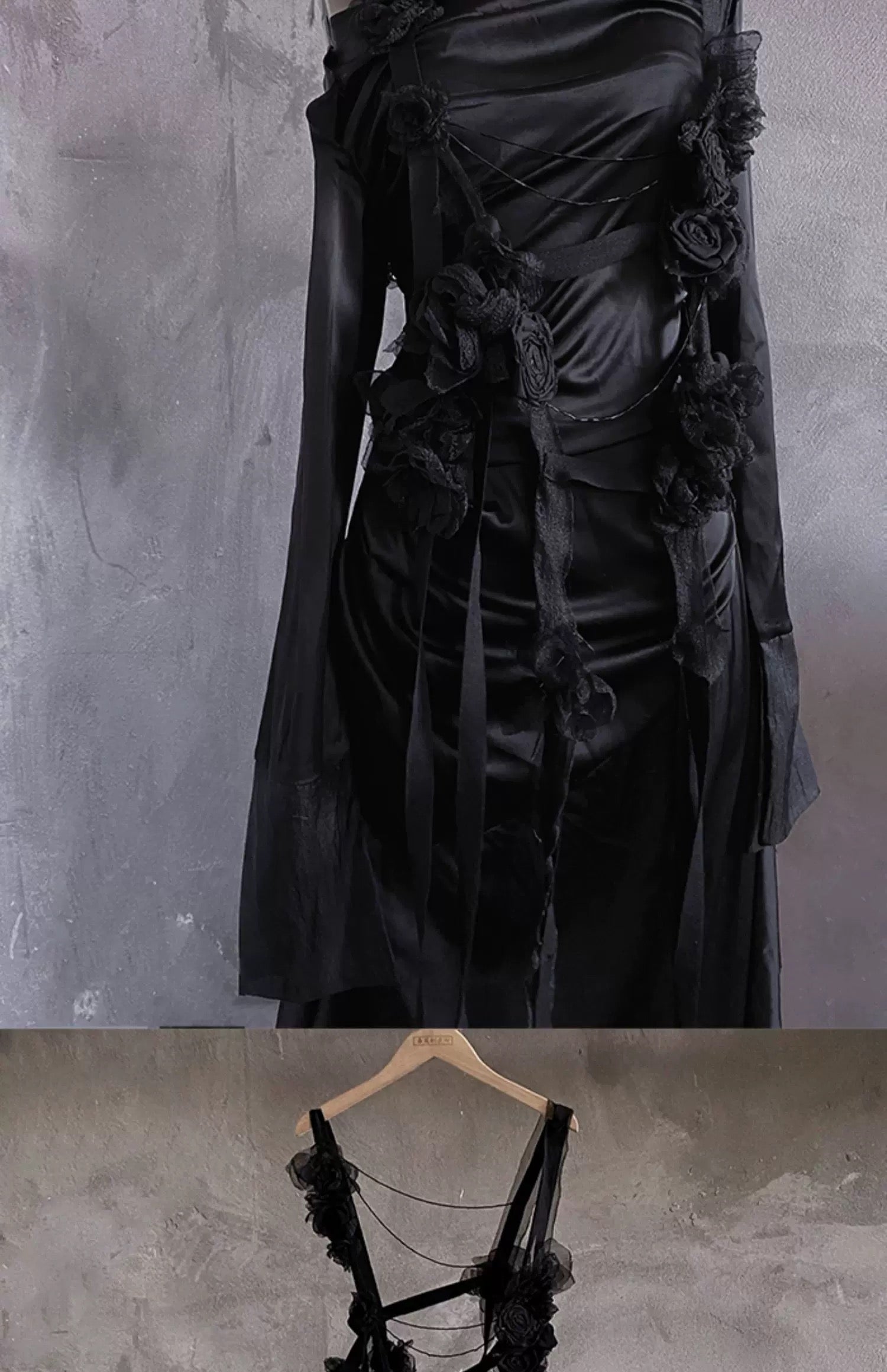 Chic A line Straps Black Long Prom Dresses Birthday Dress With Sleeves