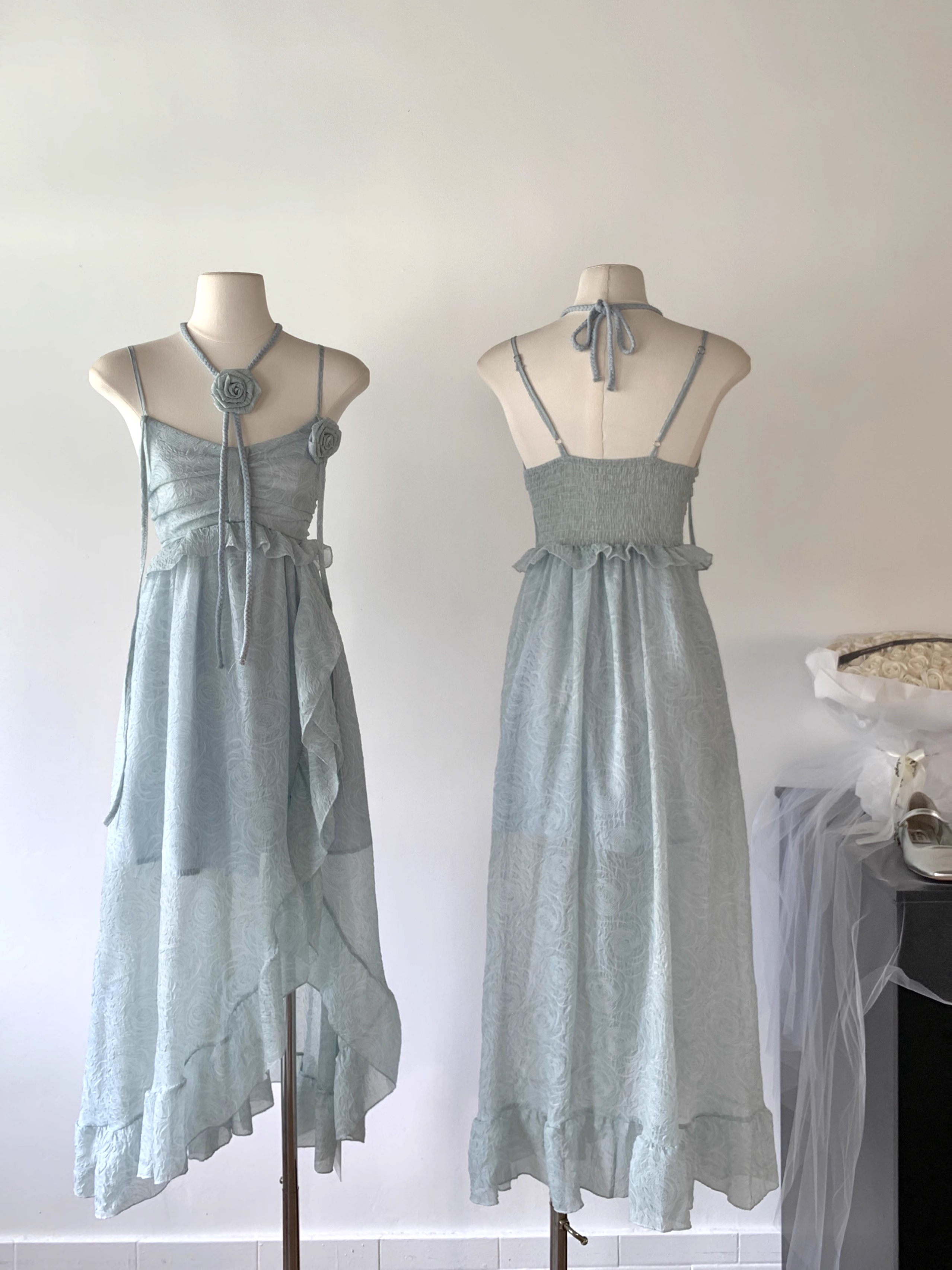 French blue suspender dress women's summer new style seaside holiday beach dress