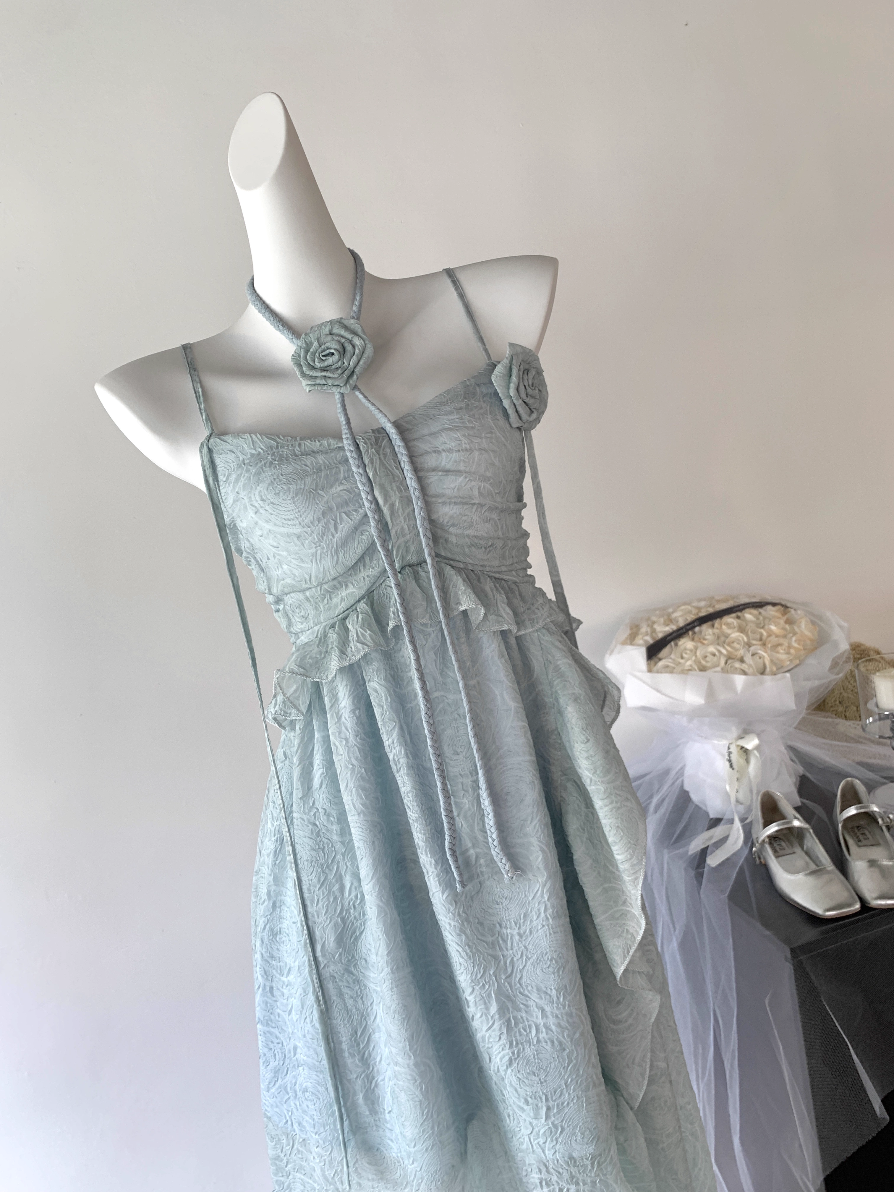 French blue suspender dress women's summer new style seaside holiday beach dress