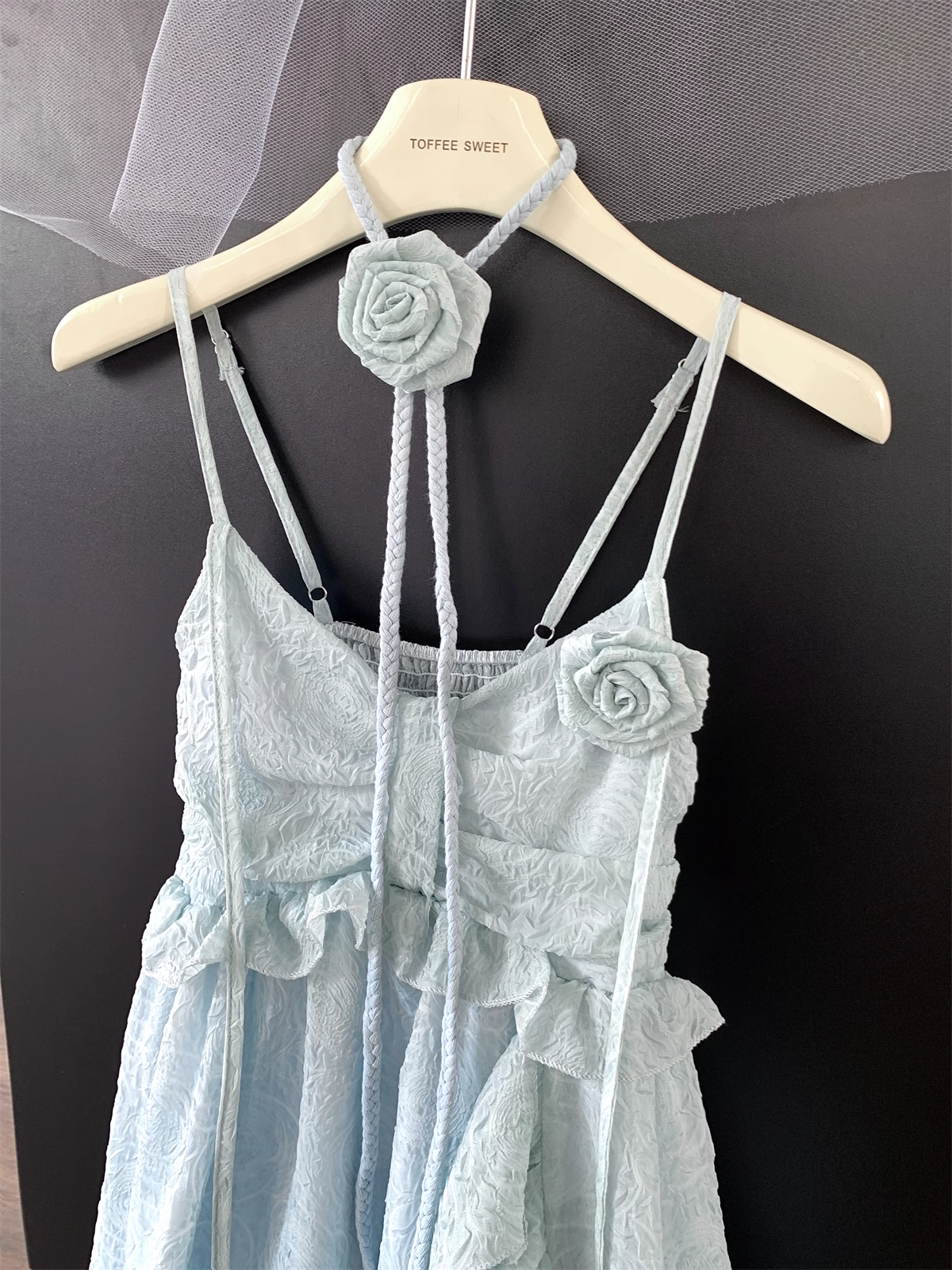 French blue suspender dress women's summer new style seaside holiday beach dress