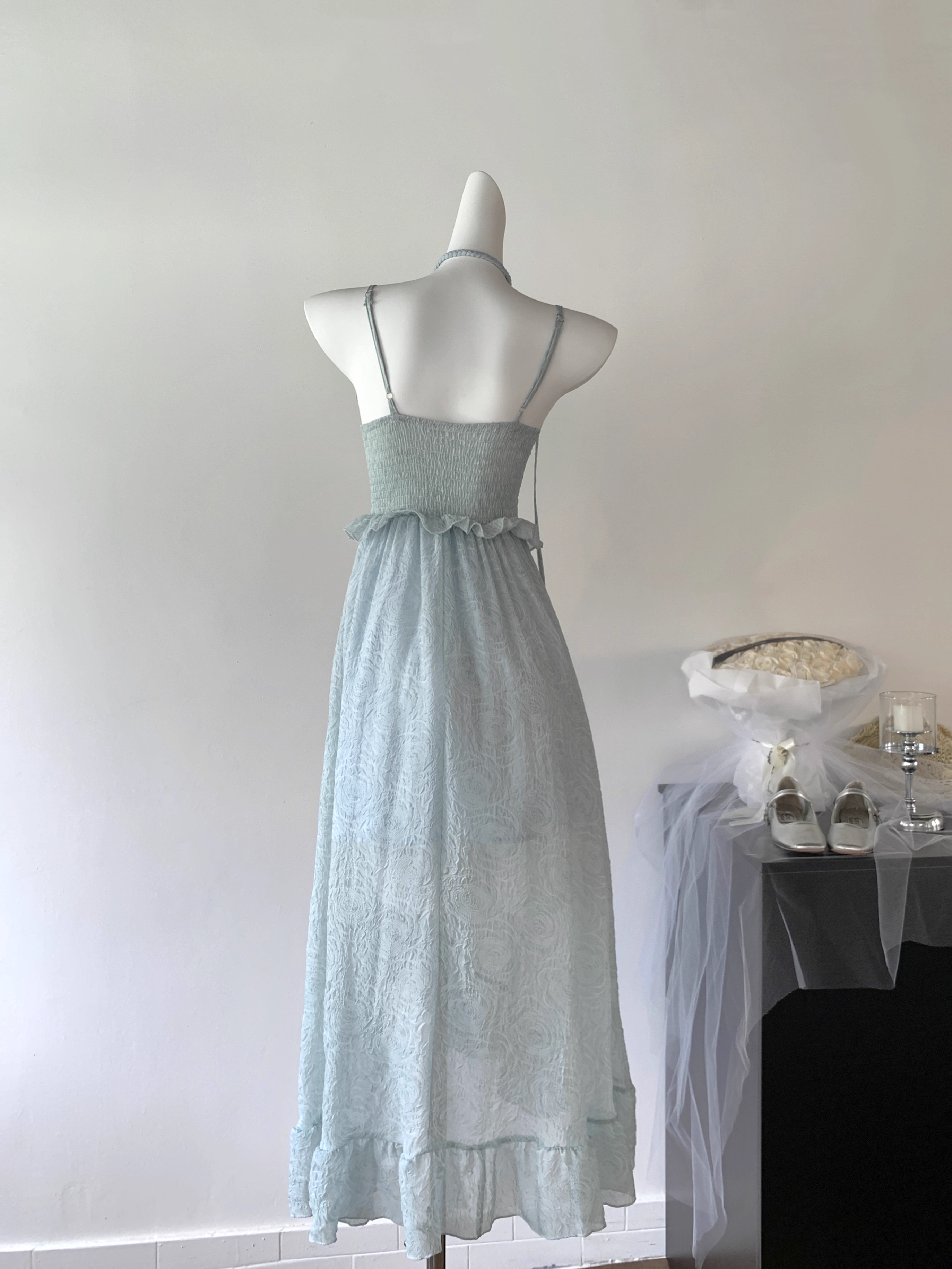 French blue suspender dress women's summer new style seaside holiday beach dress
