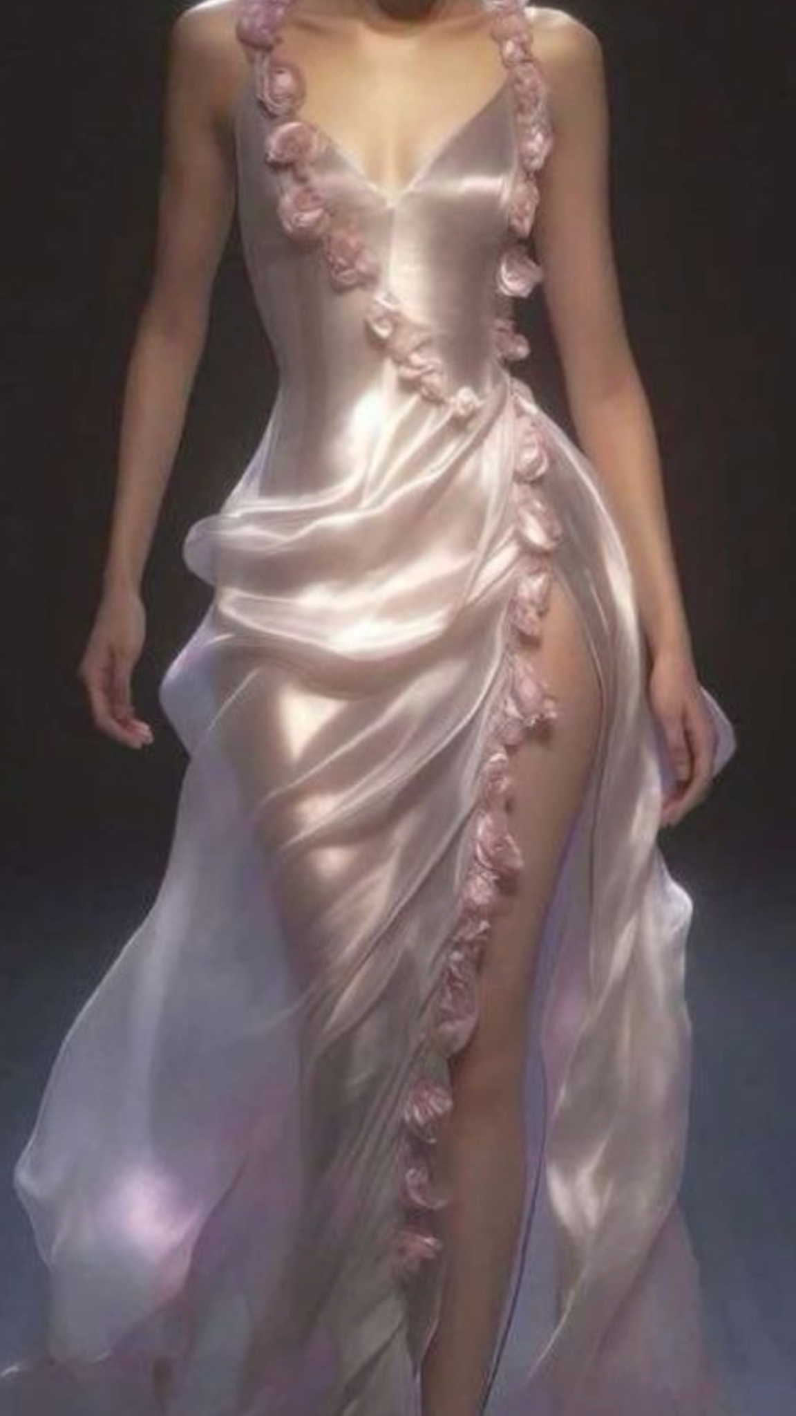 Pretty Sheath Straps Pink Slit Long Prom Dresses Formal Evening Dresses