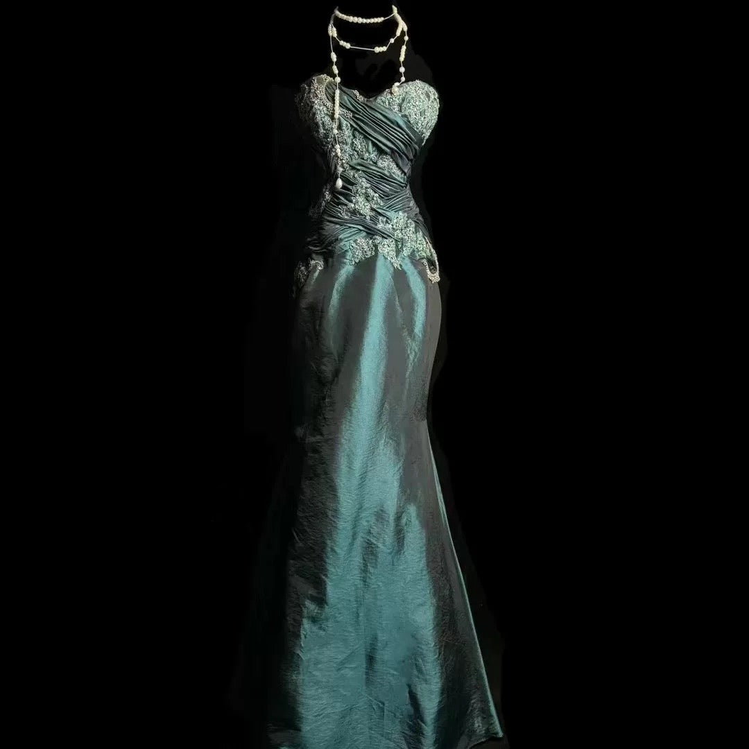 Retro Mermaid Sweetheart Taffeta Long Evening Dress Prom Dresses