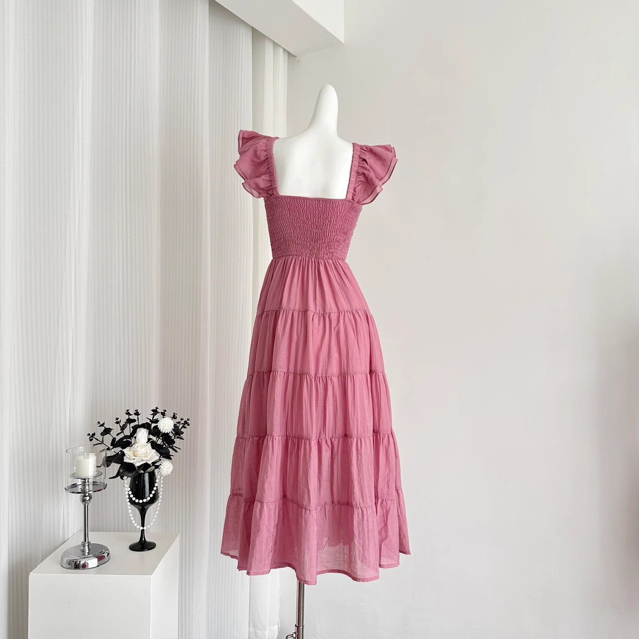 Cute A line Sleeveless Holiday Dresses Ankle Length Ruffles Pink Birthday Outfits